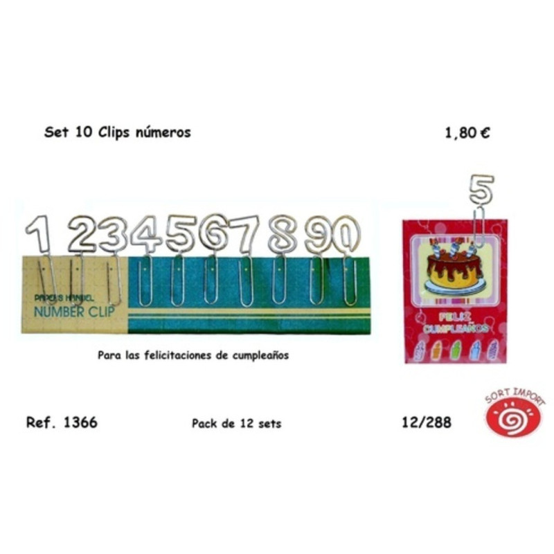 CLIPS METAL 10 NUMEROS SURTIDOS BLISTER 1366 ^