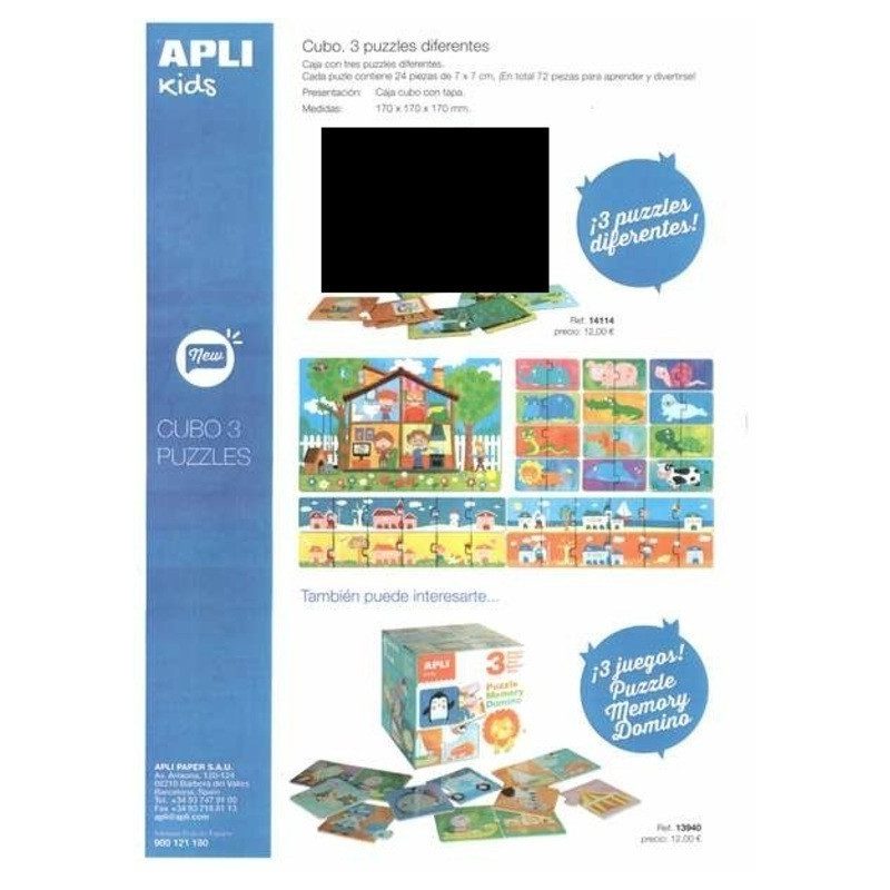 PUZZLE APLI INFANTIL CAJA 3 PUZZLES 72 PZAS 13940