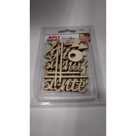 LETREROS APLI SCRAPBOOKING MADERA TROQUELADOS 15U REF. 14031 ^