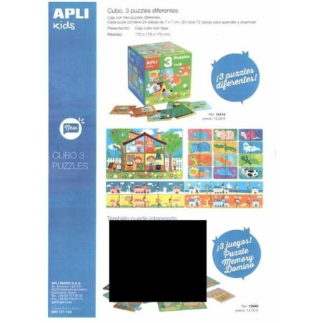 PUZZLE APLI INFANTIL CAJA 3 PUZZLES 72 PZAS 14114 ^