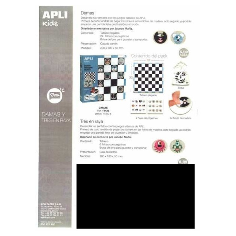 JUEGO APLI DIY C/GOMETS JUEGO DAMAS 14136 ^