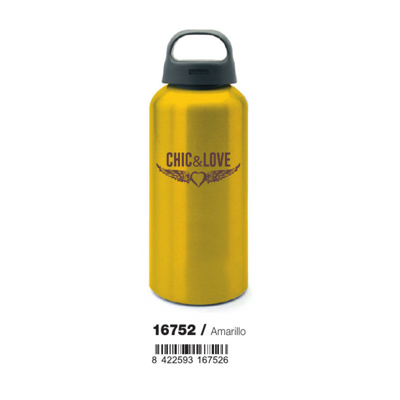 BOTELLA AGUA ALUMINIO AMARILLA MIQUELRIUS18 CHIC&LOVE 68 Ø X 200 MM (450 ML) 16752