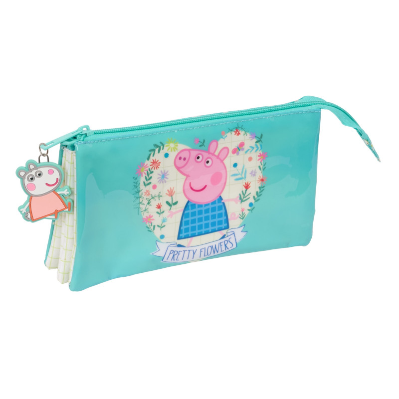 PORTATODO TRIPLE PEPPA PIG "PRETTY FLOWERS" SAFTA25 ENERO 812390744