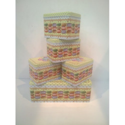 CAJA METAL MACARONS CUADRADA JUEGO 5 TAMAÑOS 2295 ^