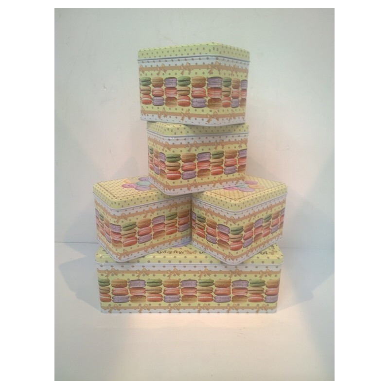 CAJA METAL MACARONS CUADRADA JUEGO 5 TAMAÑOS 2295 ^