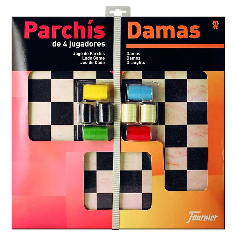 TABLERO PARCHIS 4,  DAMAS C/FICHAS FOURNIER 28981