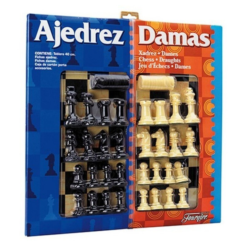 TABLERO AJEDREZ Y DAMAS C/FICHAS FOURNIER 29459