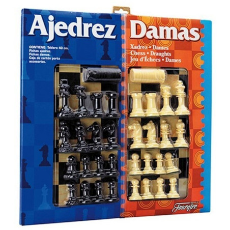 TABLERO AJEDREZ Y DAMAS C/FICHAS FOURNIER 29459