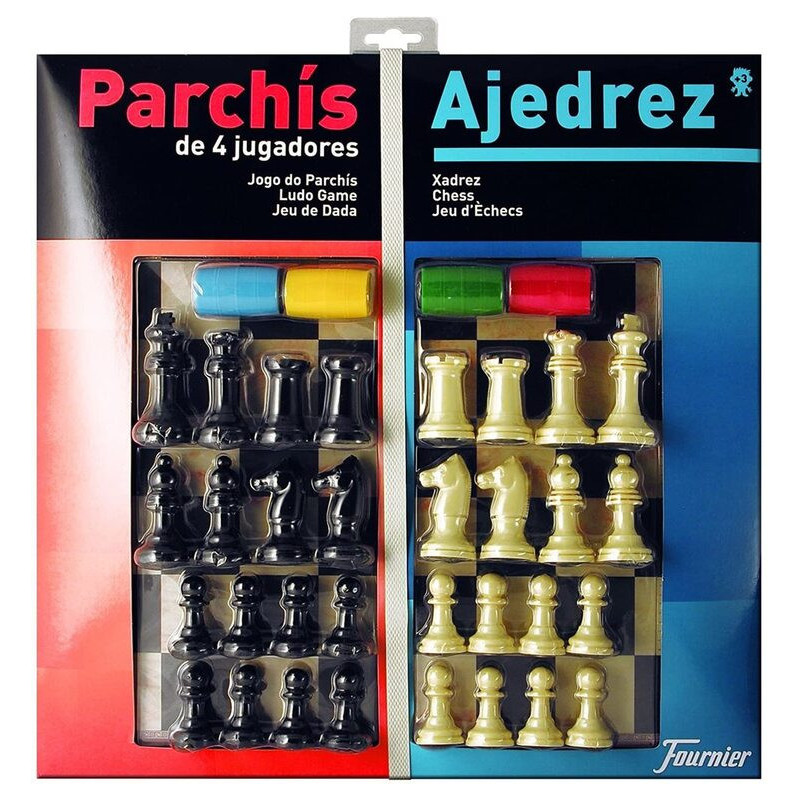 TABLERO PARCHIS 4,  AJEDREZ C/FICHAS FOURNIER 29469