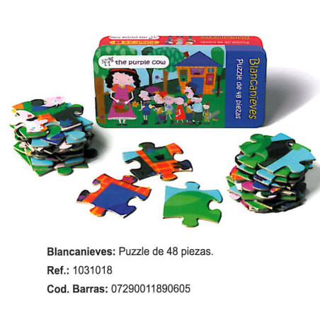 PUZZLE FOURNIER PURPLE COW 48 PIEZAS BLANCANIEVES CAJA METAL 1031018 ^
