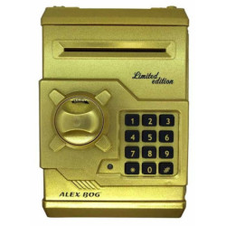 HUCHA METAL CAJA FUERTE CODIGO ALEX BOG METAL ORO EB-500