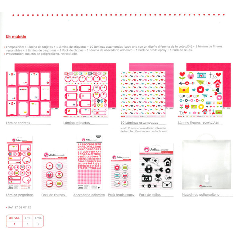 JUEGO GRAFOPLAS SCRAPBOOK MALETIN ANITA CON AMOR 18 PIEZAS 37010712