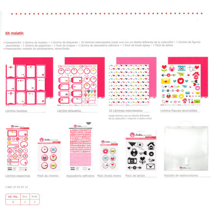 JUEGO GRAFOPLAS SCRAPBOOK MALETIN ANITA CON AMOR 18 PIEZAS 37010712