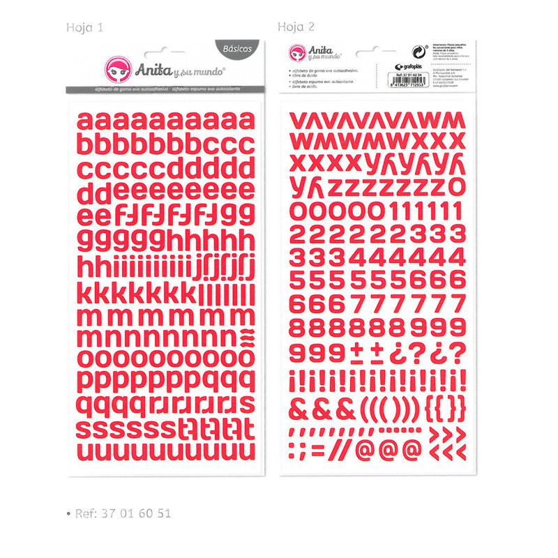ADHESIVOS GRAFOPLAS SCRAPBOOK ANITA ALFABETO 339U ROJO 37016051