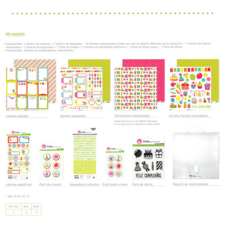 JUEGO GRAFOPLAS SCRAPBOOK MALETIN ANITA FIESTA 18 PIEZAS 37010713