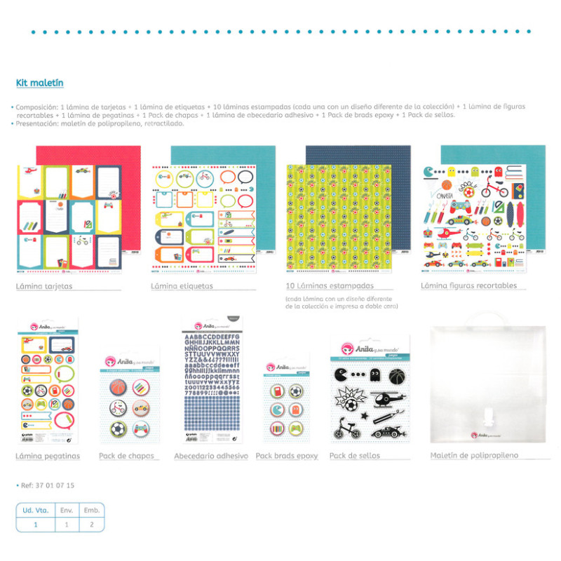 JUEGO GRAFOPLAS SCRAPBOOK MALETIN ANITA JUEGOS 18 PIEZAS 37010715