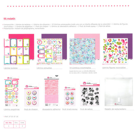 JUEGO GRAFOPLAS SCRAPBOOK MALETIN ANITA FANTASIA 18 PIEZAS 37010716