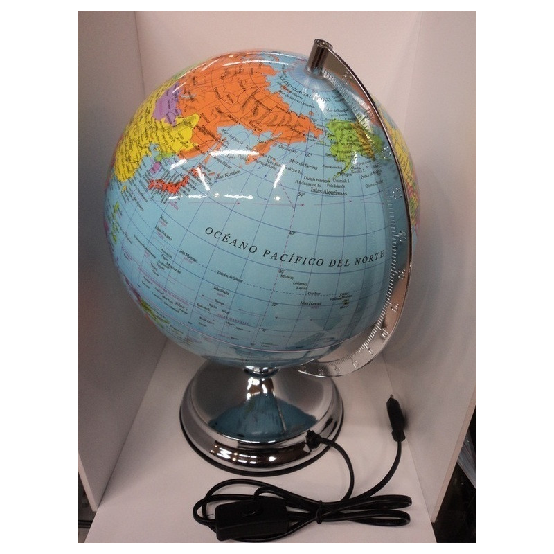 ESFERA LUMINOSA POESSA BASE METAL AZUL 26CM  320073 ^