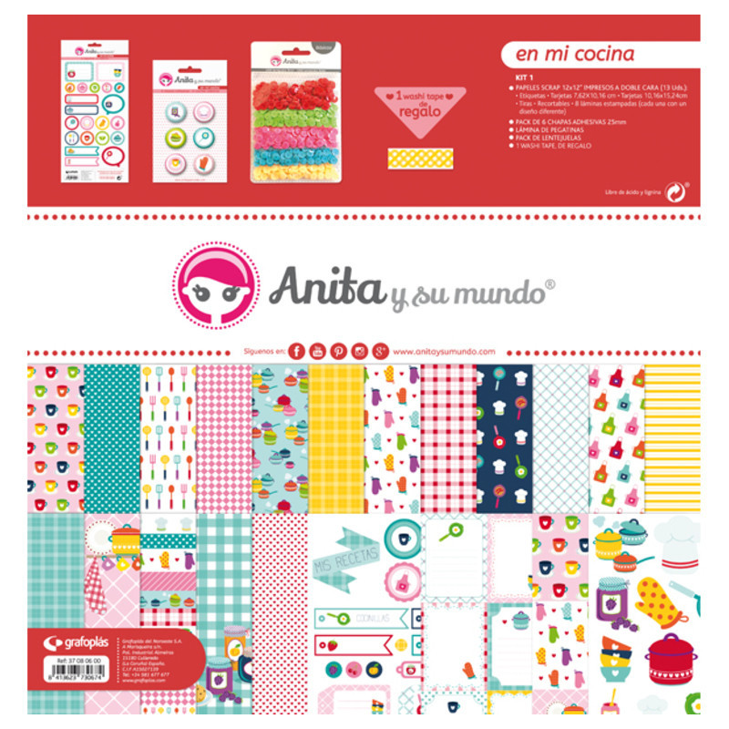 JUEGO GRAFOPLAS SCRAPBOOK BOLSA ANITA EN MI COCINA 17 PZAS 37080600