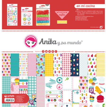 JUEGO GRAFOPLAS SCRAPBOOK BOLSA ANITA EN MI COCINA 17 PZAS 37080600