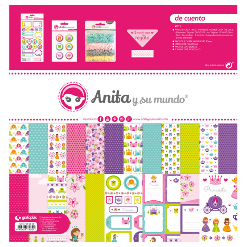 JUEGO GRAFOPLAS SCRAPBOOK BOLSA ANITA DE CUENTO 17 PZAS 37080603