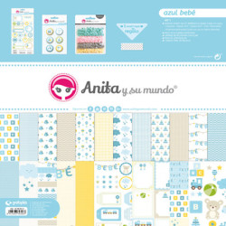 JUEGO GRAFOPLAS SCRAPBOOK BOLSA ANITA AZUL BEBE 17 PZAS 37080631