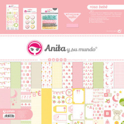 JUEGO GRAFOPLAS SCRAPBOOK BOLSA ANITA ROSA BEBE 17 PZAS 37080632