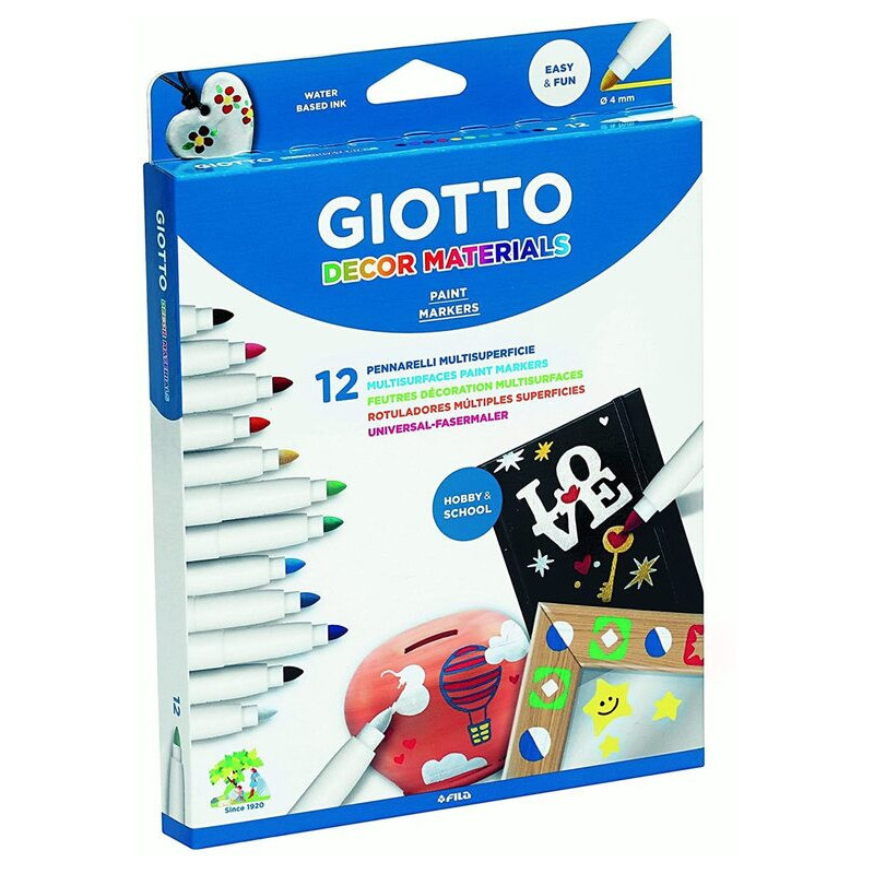 ROTULADOR GIOTTO DECOR MULTISUPERFICIES 12 COLORES 453400 FILA