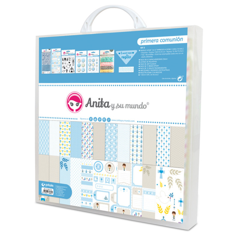 JUEGO GRAFOPLAS SCRAPBOOK MALETIN ANITA COMUNION NIÑO 18 PIEZAS 37080707