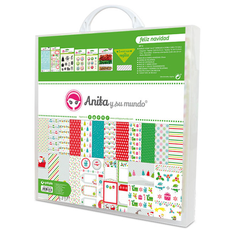 JUEGO GRAFOPLAS SCRAPBOOK MALETIN ANITA FELIZ NAVIDAD 18 PIEZAS 37080709