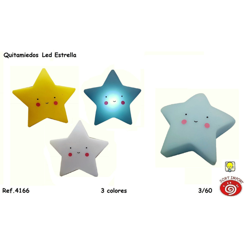 PUNTO LUZ TENUE QUITAMIEDOS SORT LED ESTRELLA 3 COLORES 4166