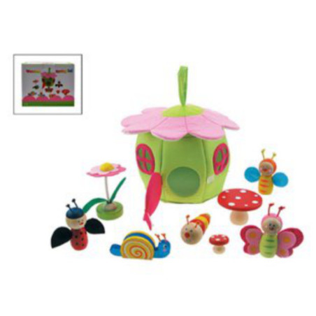 JUEGO REGALPAP TELA MADERA ANIMALES JARDIN 9 PIEZAS 4859 ^