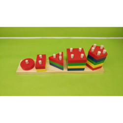 JUEGO MADERA ENCAJABLES FIGURAS GEOMETRICAS ABAIMPORT MADERA DC8790 ^