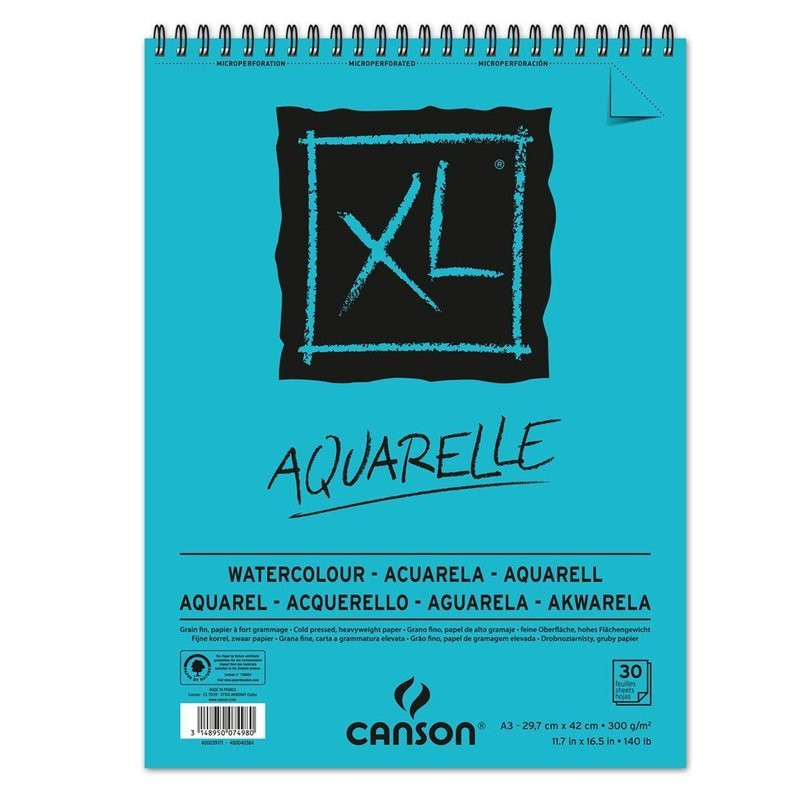 BLOC DIBUJO CANSON XL ESPIRAL AQUARELLE 300G A-3 BLOC 30H 400039171