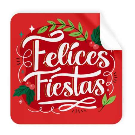 ETIQUETAS FELICIDADES ARGU FELICES FIESTAS ROJA CUADRADA 250U MOD 47537