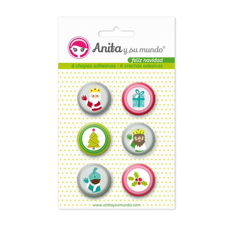 PACK 6 CHAPAS ADHESIVAS ANITA NAVIDAD GRAFOPLAS 37010226