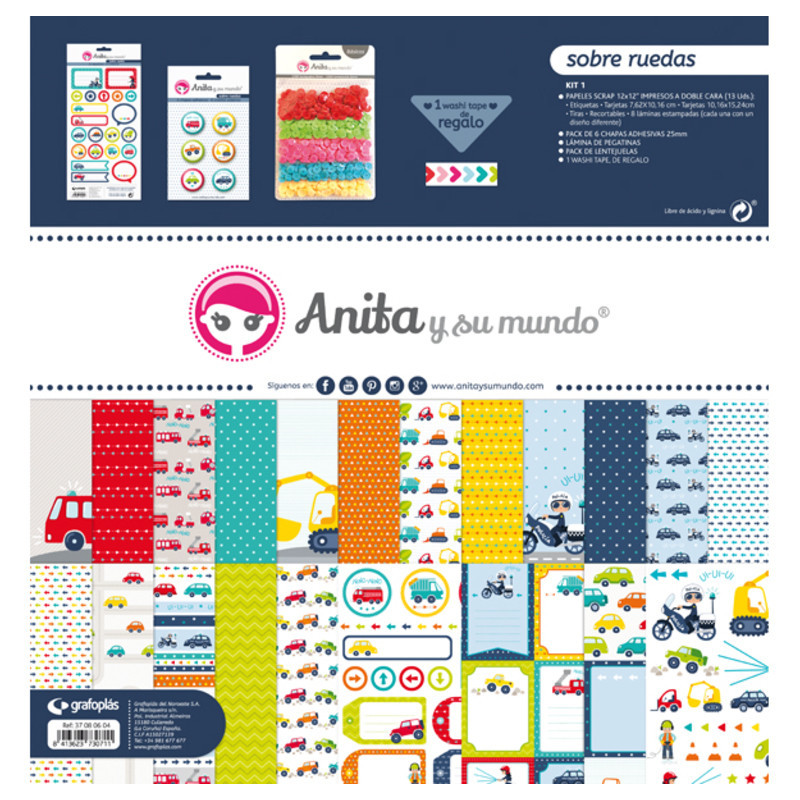 JUEGO GRAFOPLAS SCRAPBOOK BOLSA ANITA SOBRE RUEDAS 17 PZAS 37080604