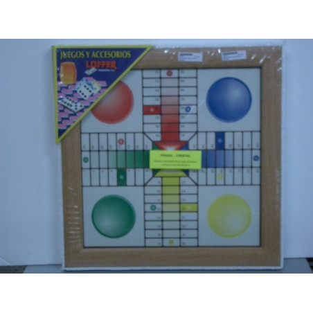 TABLERO PARCHIS 45CM  CRISTAL 4 JUGADORES ^