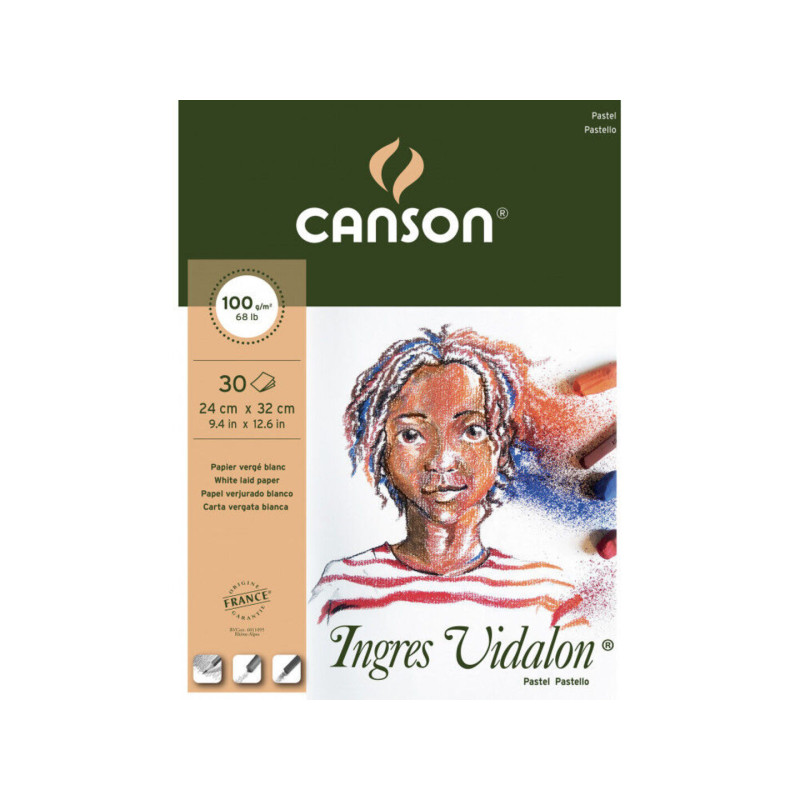 BLOC DIBUJO CANSON INGRES VIDALON 24*32 GUARRO ENCOLADO C400103005