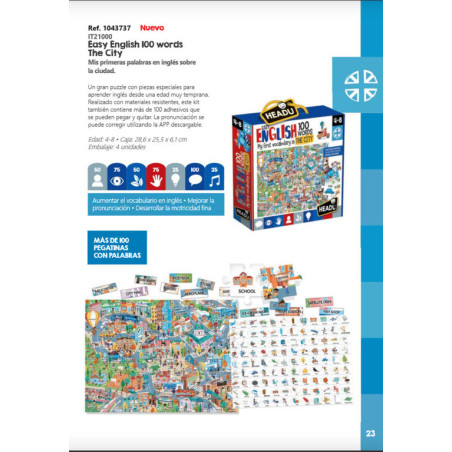 JUEGO FOURNIER HEADU EASY ENGLISH 100 WORDS CITY 130012099