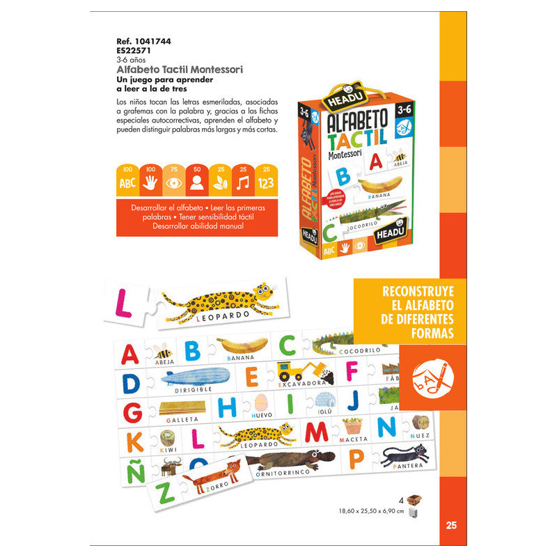 JUEGO FOURNIER HEADU ALFABETO TACTIL MONTESSORI ES22625