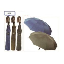 PARAGUAS BARSAN V&L CABALLERO PLEGABLE MANGO MADERA YAKAR AZUL 3002 ^