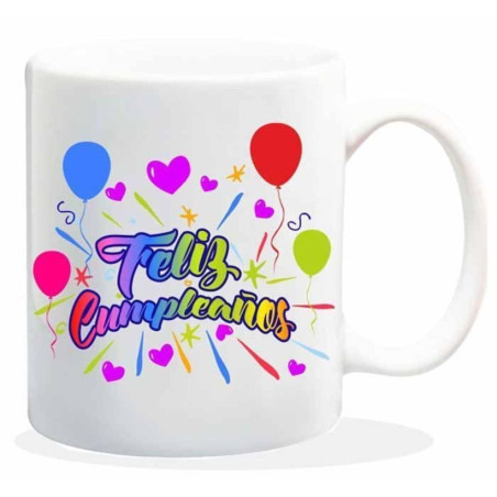 TAZA ALEX BOG CERAMICA MENSAJE FELIZ CUMPLEAÑOS HL-050
