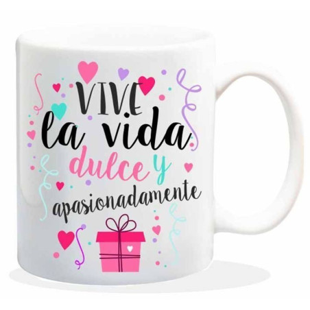 TAZA ALEX BOG CERAMICA MENSAJE VIVE LA VIDA HL-141