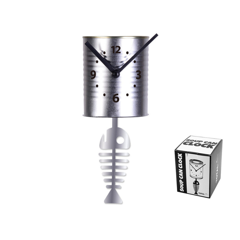 RELOJ PARED I-TOTAL LATA DE SOPA Y PESCADO PLATA XL0471 ^