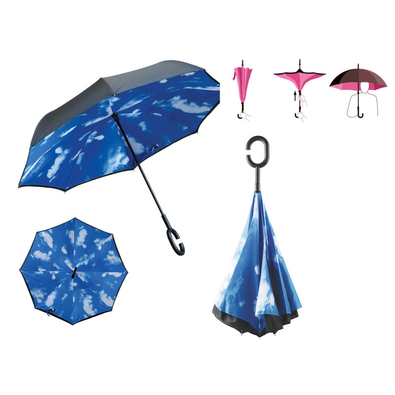 PARAGUAS I-TOTAL PLEGADO COCHE ESTAMPADO CIELO XL0667 ^