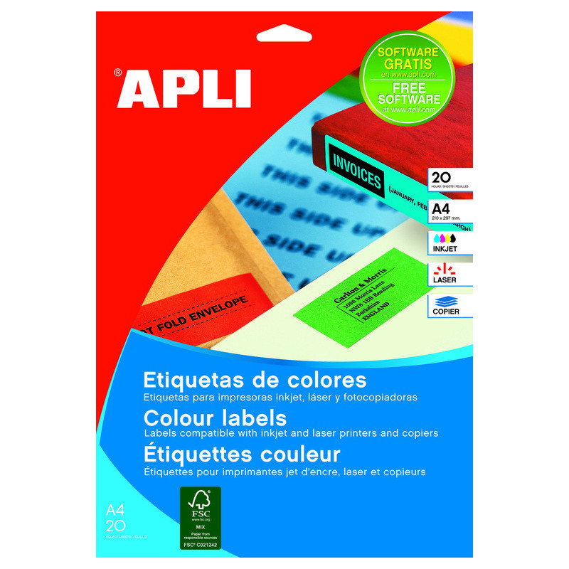 ETIQUETAS INKJET LASER COPY AMARILLO 99,1X 38,1 20H APLI20 (1 UN) 14600