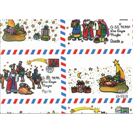 PAPEL REGALO ROLLO 62 SETIMPRES ESTUCADO NAVIDAD CARTAS BLANCO N15R