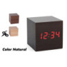RELOJ CUBO MADERA NATURAL DIGITAL I-TOTAL USB XL0029B ^