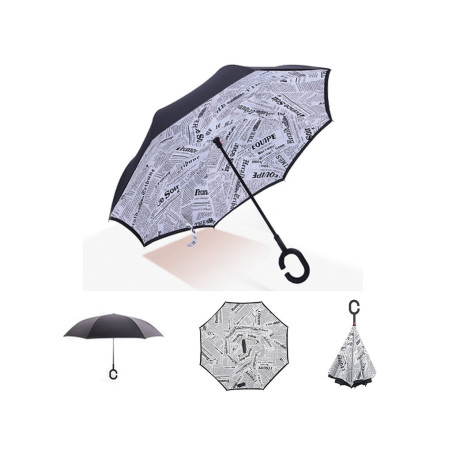 PARAGUAS I-TOTAL PLEGADO COCHE ESTAMPADO PERIODICO XL0669D ^